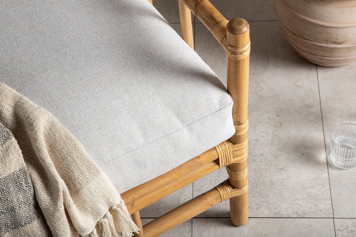 Cane Leunstoel Tuin Licht, Natuur. - Grijs