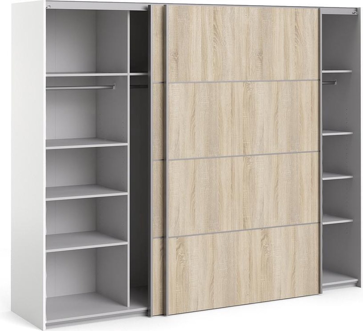 Veto Schuifdeurkast 2 Deuren Breed 243 Cm, Eiken Decor. - Wit