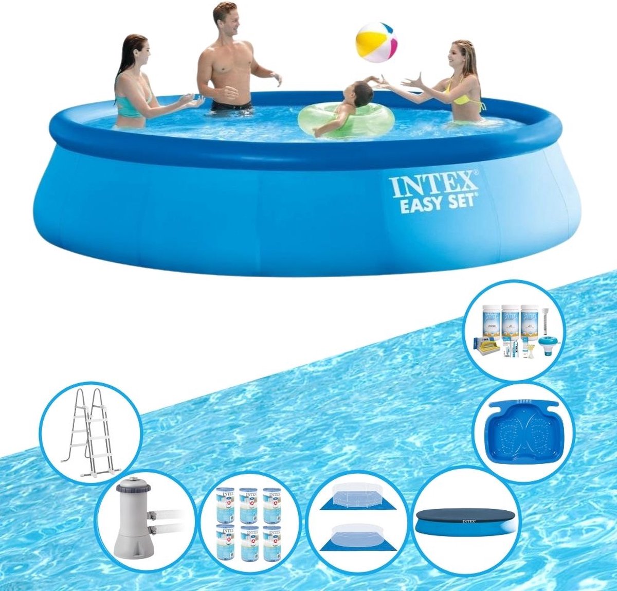 Intex Zwembad Easy Set - Zwembadpakket - 457x107 Cm - Blauw