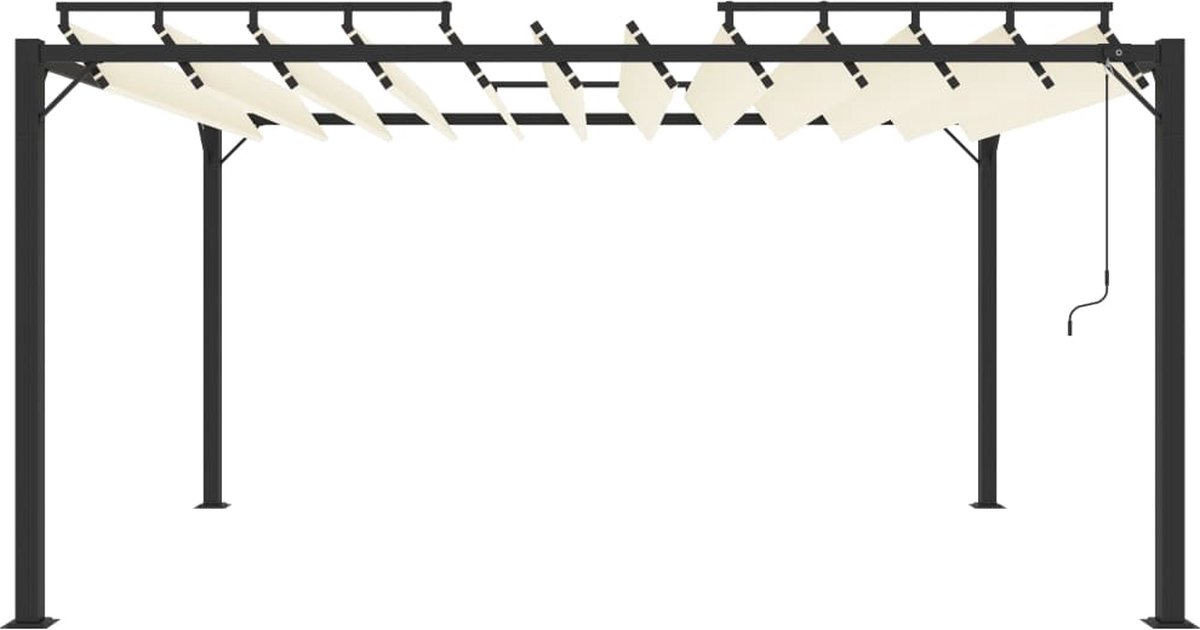 Vidaxl Prieel Met Lamellendak 3x4 M Stof En Aluminium Crèmekleurig