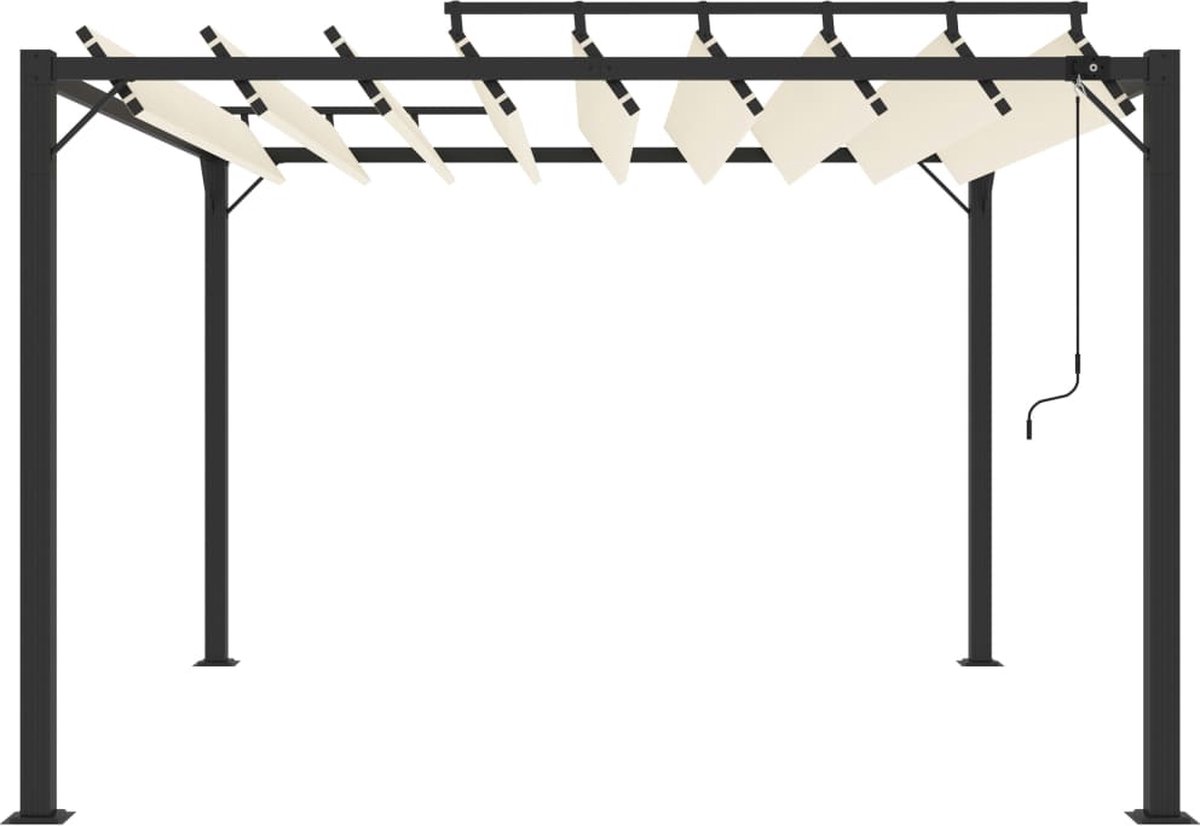 Vidaxl Prieel Met Lamellendak 3x4 M Stof En Aluminium Crèmekleurig