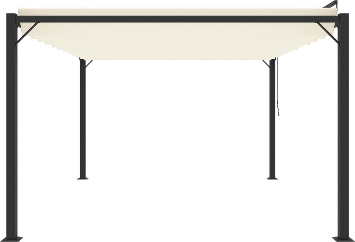 Vidaxl Prieel Met Lamellendak 3x4 M Stof En Aluminium Crèmekleurig