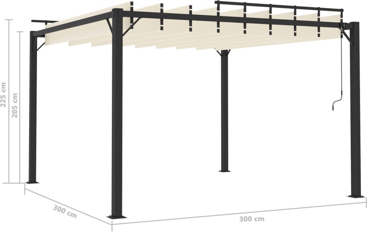 Vidaxl Prieel Met Lamellendak 3x4 M Stof En Aluminium Crèmekleurig
