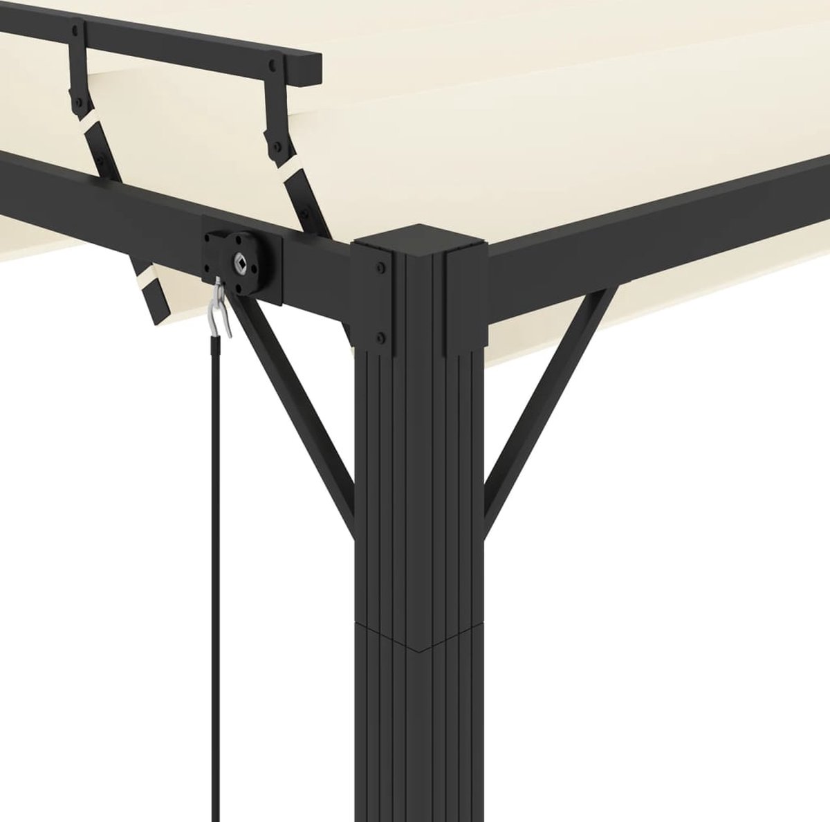 Vidaxl Prieel Met Lamellendak 3x4 M Stof En Aluminium Crèmekleurig