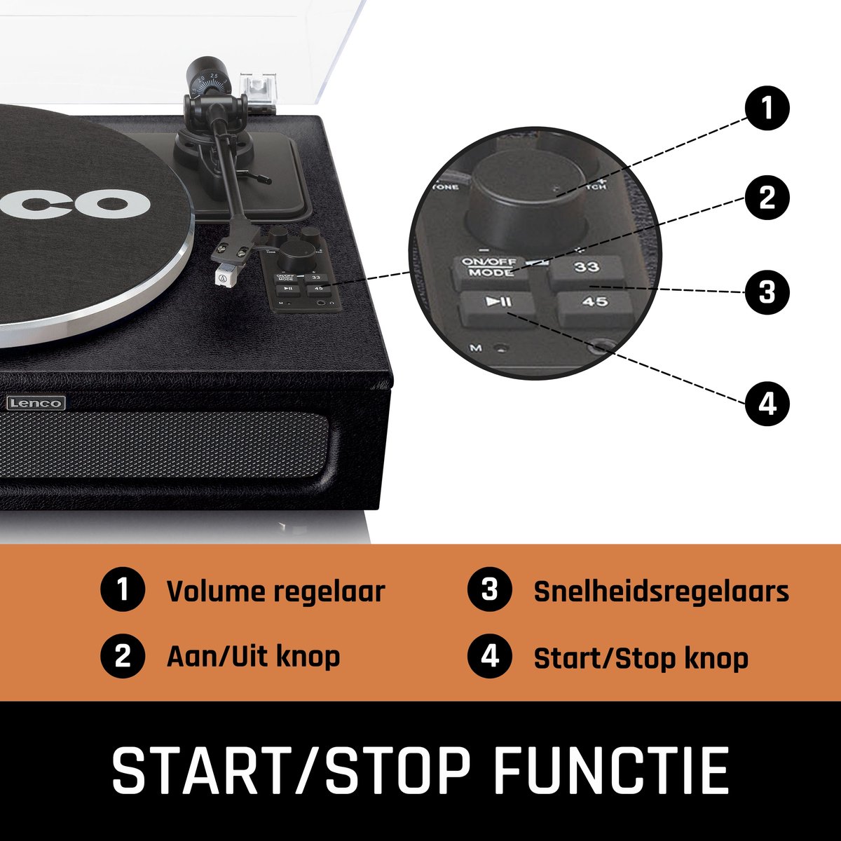 Lenco Platenspeler Met 4 Ingebouwde Luidsprekers Ls-430bk - Zwart