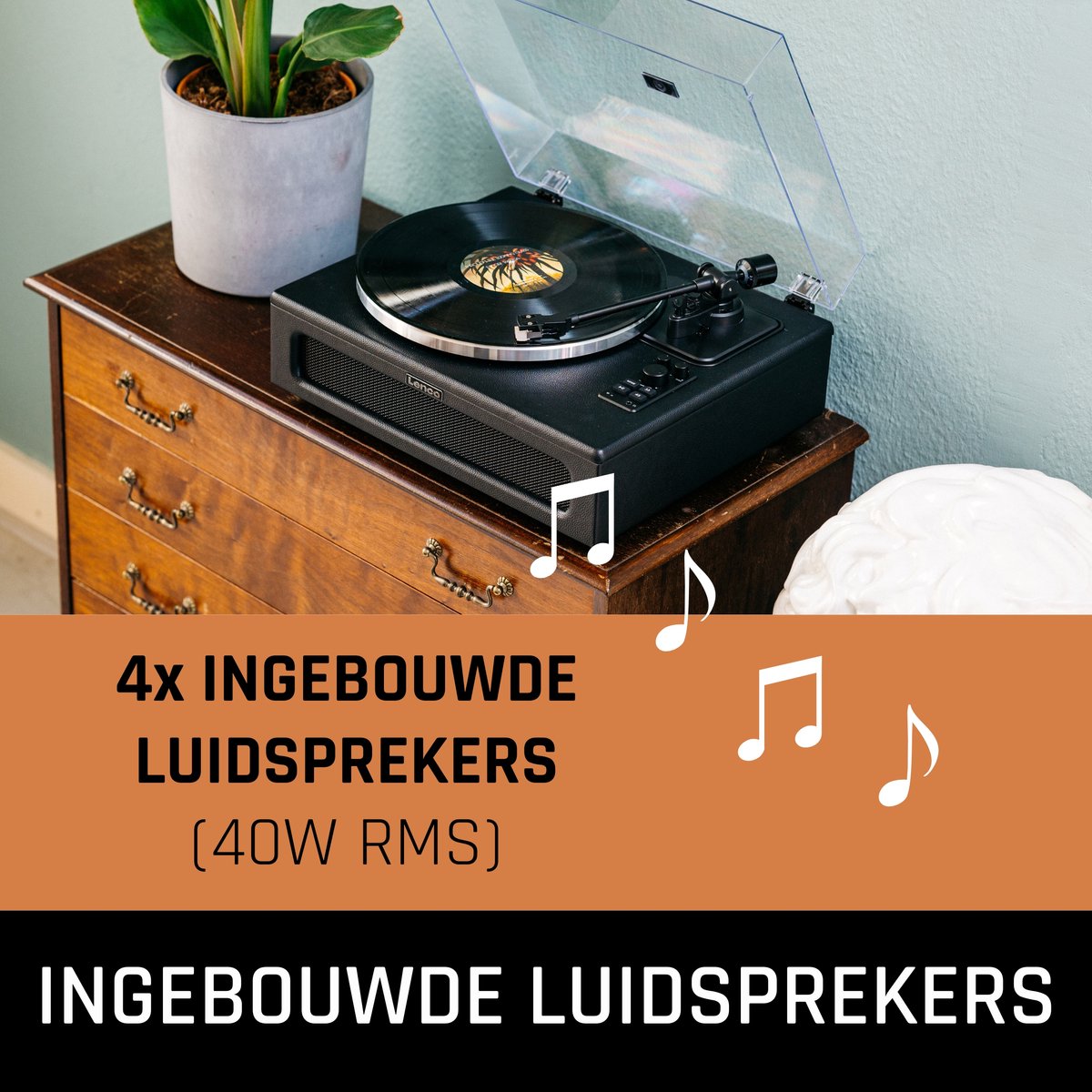 Lenco Platenspeler Met 4 Ingebouwde Luidsprekers Ls-430bk - Zwart