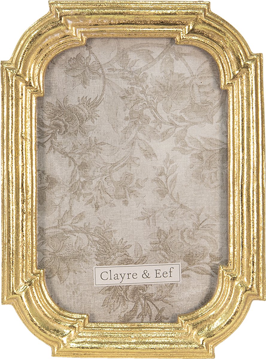 Clayre & Eef Fotolijst 14*2*18 Cm / 10*15 Cmkleurig Kunststof, Glas Rechthoek Fotokader Wissellijst Foto Frame - Goud