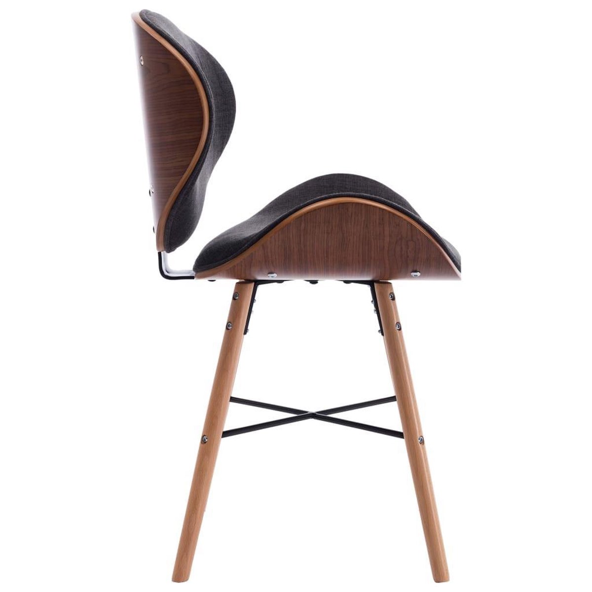 Vidaxl Eetkamerstoelen 6 St Stof En Gebogen Hout Donker - Grijs