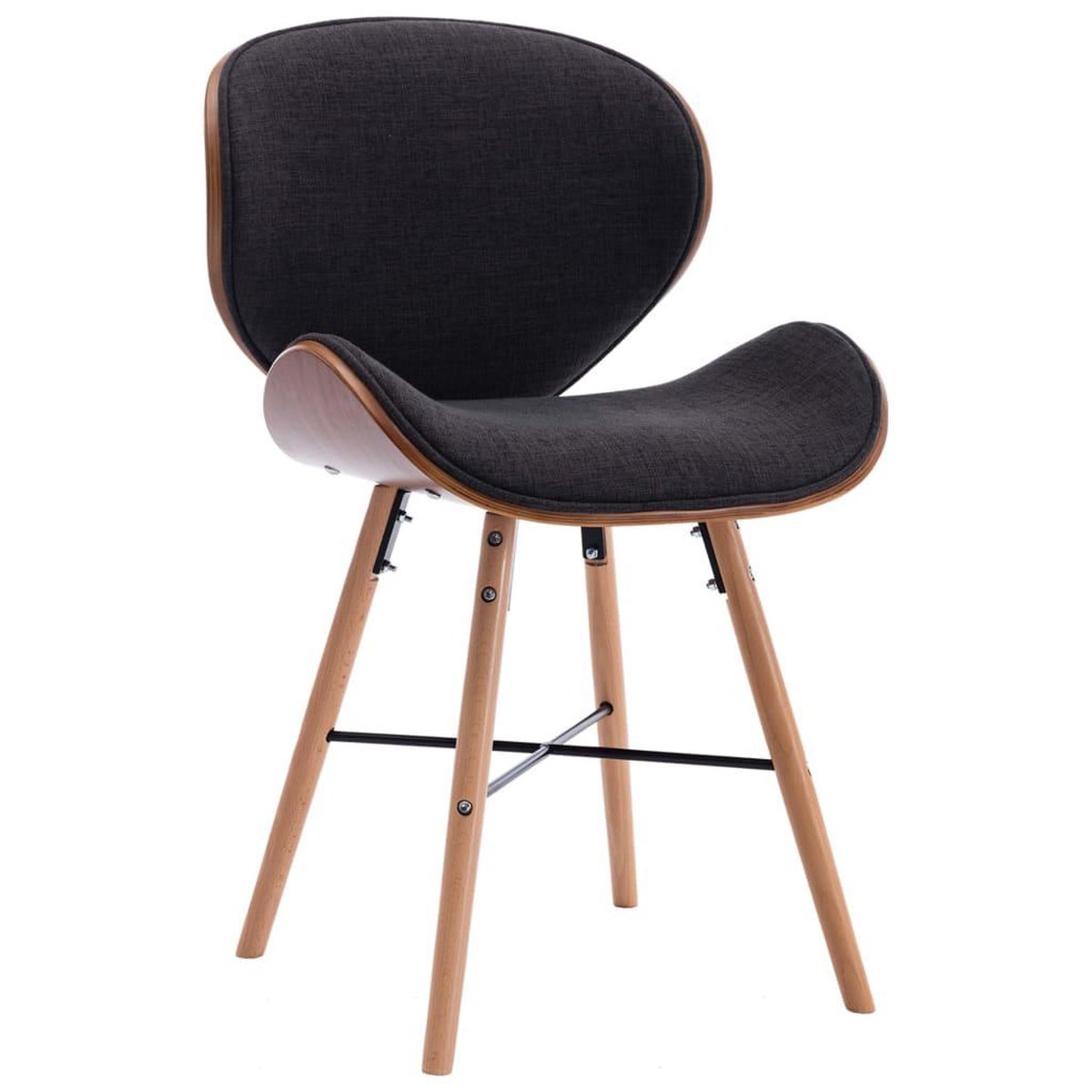 Vidaxl Eetkamerstoelen 6 St Stof En Gebogen Hout Donker - Grijs