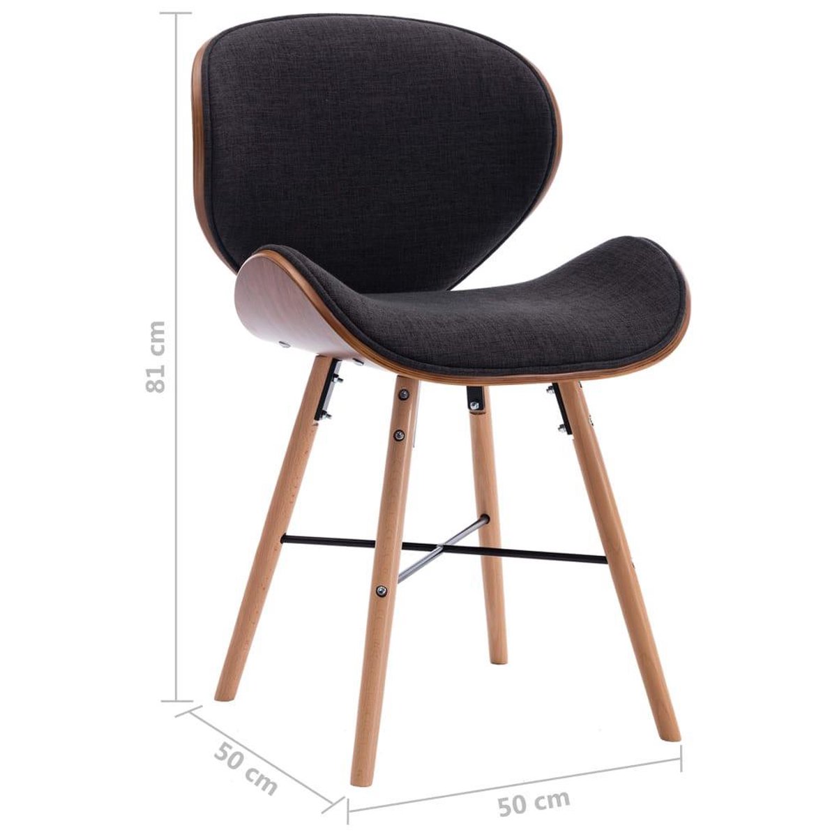 Vidaxl Eetkamerstoelen 6 St Stof En Gebogen Hout Donker - Grijs