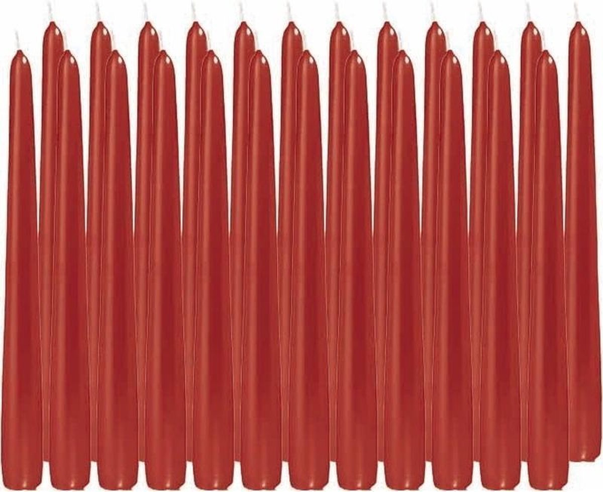 Trend Candles 24x Rode Dinerkaarsen 25 Cm 8 Branduren - Geurloze Kaarsen - Tafelkaarsen/kandelaarkaarsen - Rood