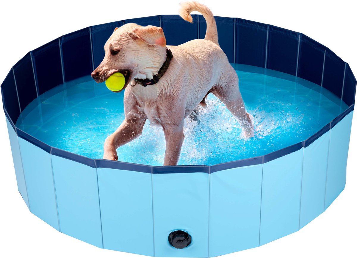 Pet Comfort Pet Hondenzwembad - 120 X 30 Cm - Middelgrote Hondenrassen - Opvouwbaar Honden Bad - Anti-slip Bodem - Blauw