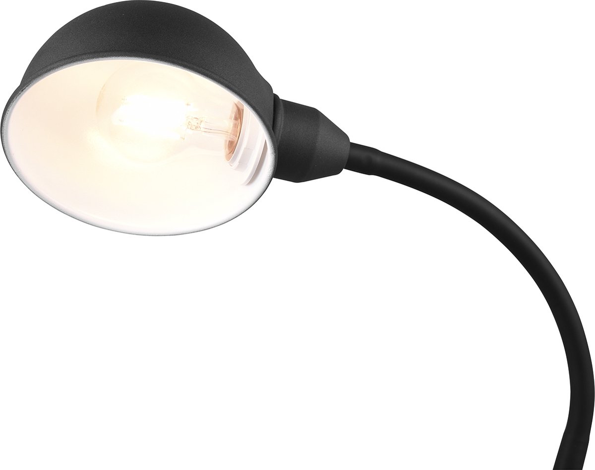 BES LED Led Bureaulamp - Tafelverlichting - Trion Pirle - E27 Fitting - Rond - Mat - Aluminium - Zwart