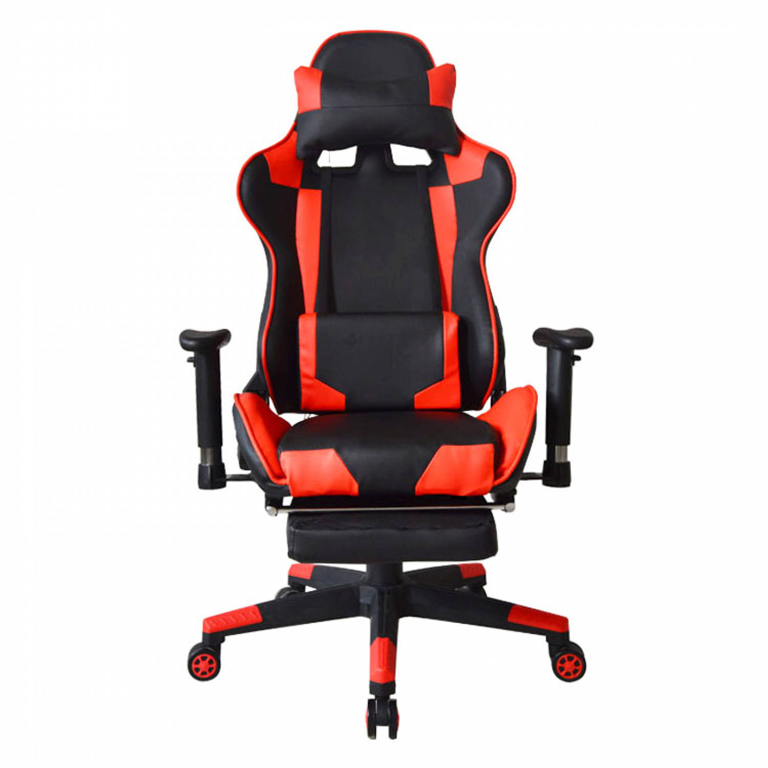 Bureaustoel Racing Gaming Chair Style Met Voetsteun High Premium Design Thomas Rood - Zwart