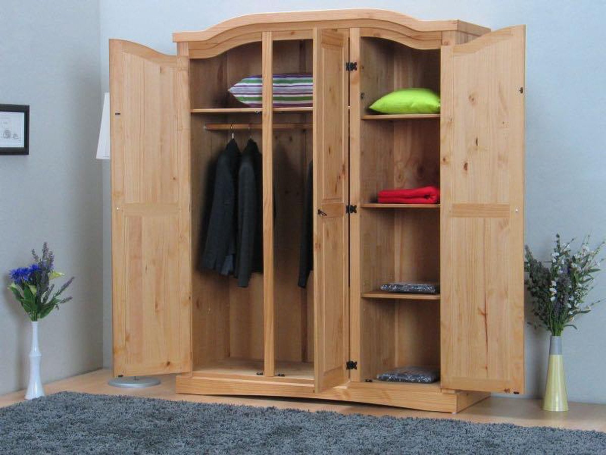 Driedeurs Kledingkast New Mexico. - Bruin