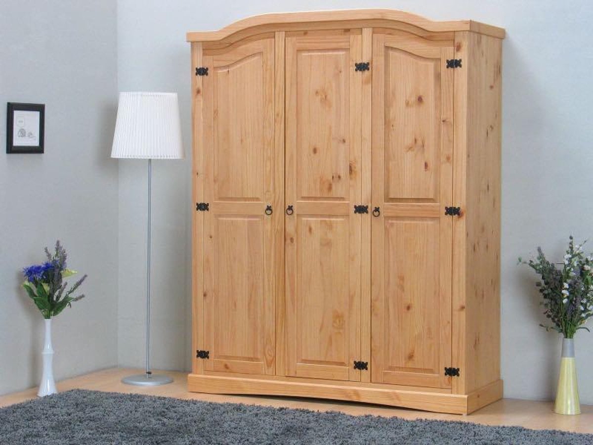 Driedeurs Kledingkast New Mexico. - Bruin