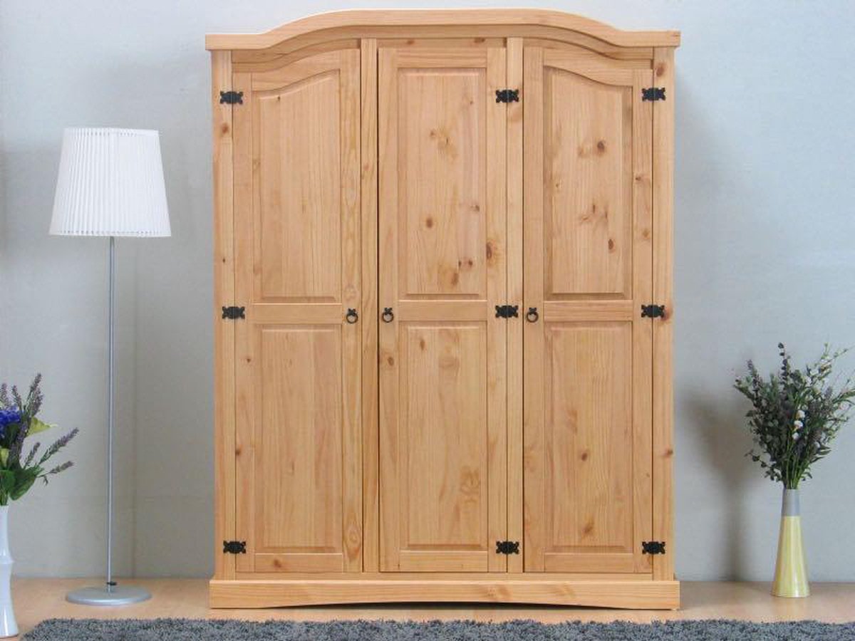 Driedeurs Kledingkast New Mexico. - Bruin