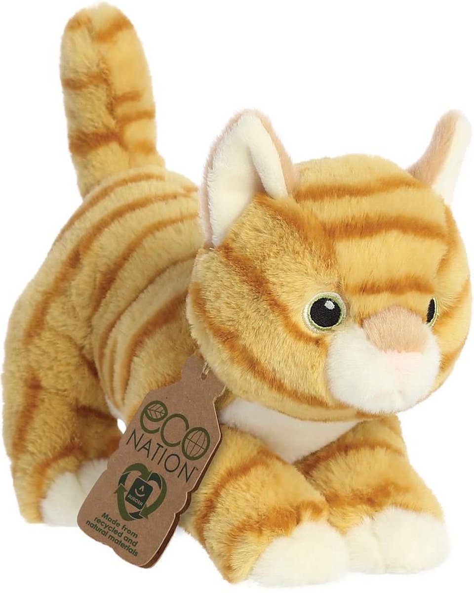 Aurora Pluche Dieren Knuffels Lapjes Kat Van 21 Cm - Knuffel Huisdieren - Oranje