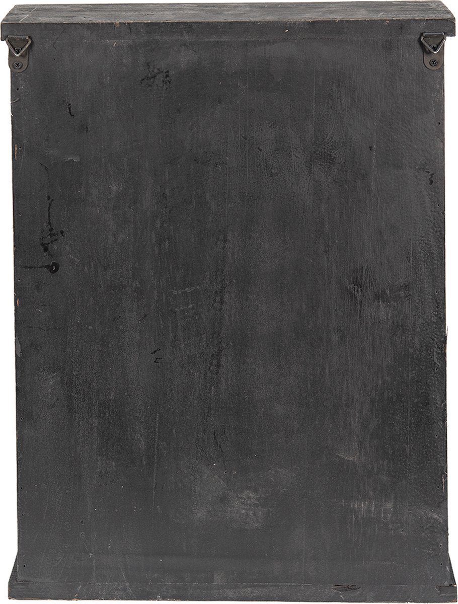 Clayre & Eef Sleutelkastje 36*9*47 Cm Hout Glas Sleutelhouder Sleutelrekje Sleutelhouder Sleutelrekje - Zwart