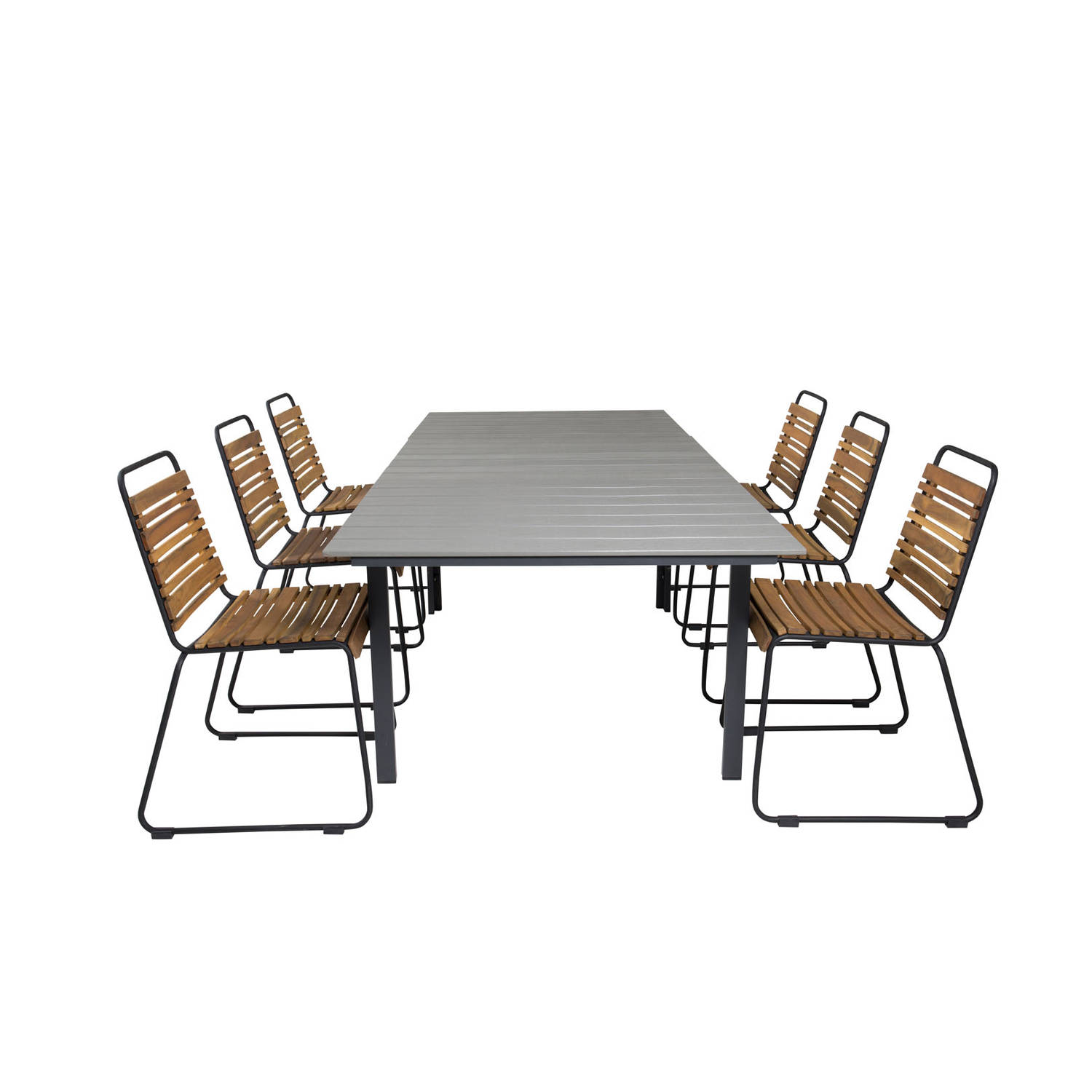 Levels Tuinmeubelset Tafel 100x160/240cm En 6 Stoel Bois,. - Grijs