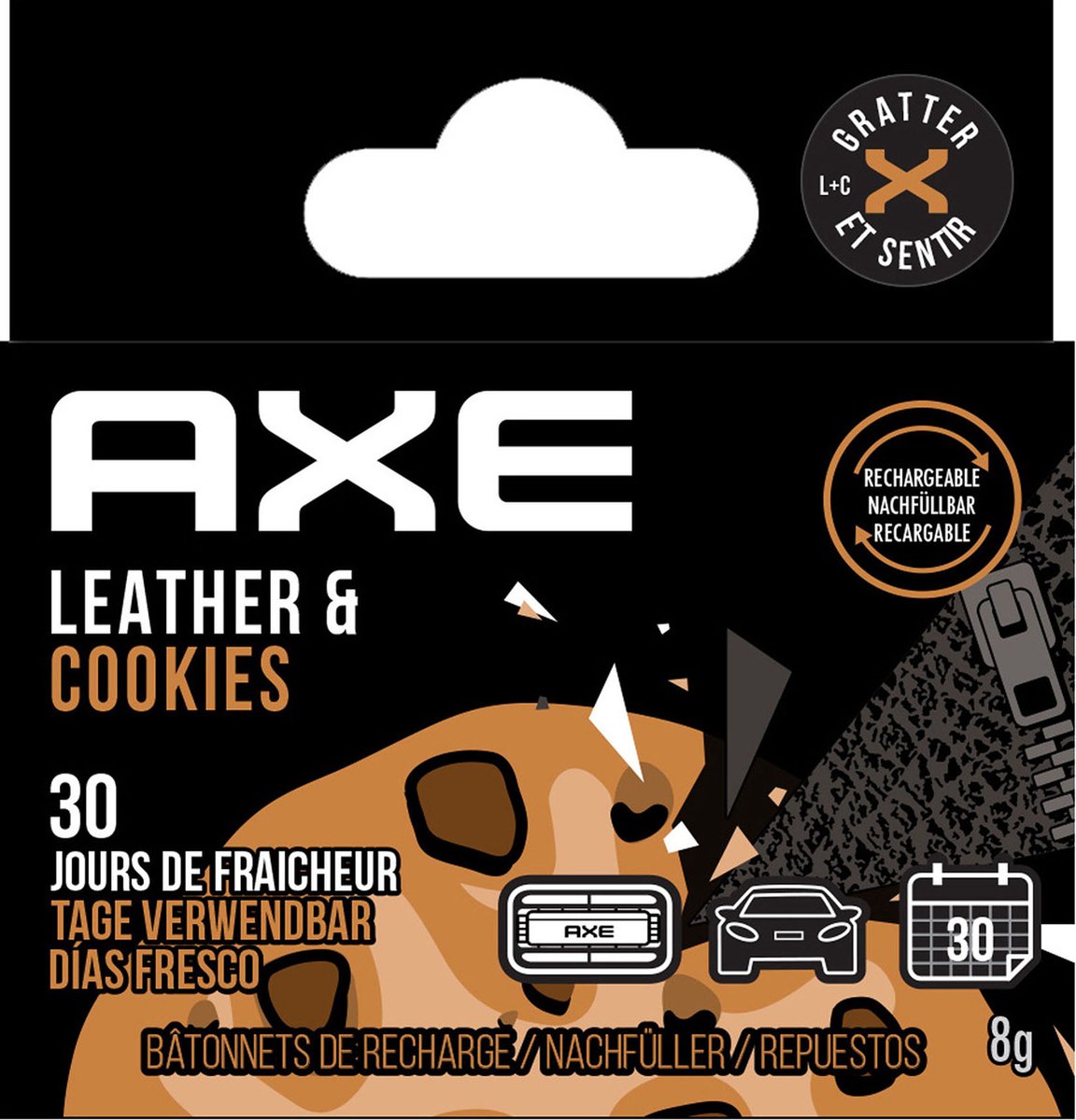 Axe Navulling Luchtverfrisser Alu Houder Leather & Cookies