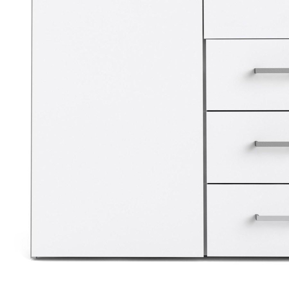 Spell Kledingkast 4 Deuren, 3 Lades, Hoogglans. - Wit