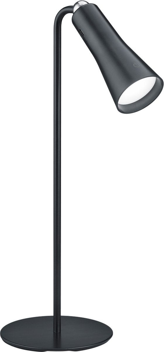 BES LED Led Bureaulamp - Trion Moxi - 2w - Warm Wit 3000k - Oplaadbaar - Rond - Mat - Aluminium - Zwart