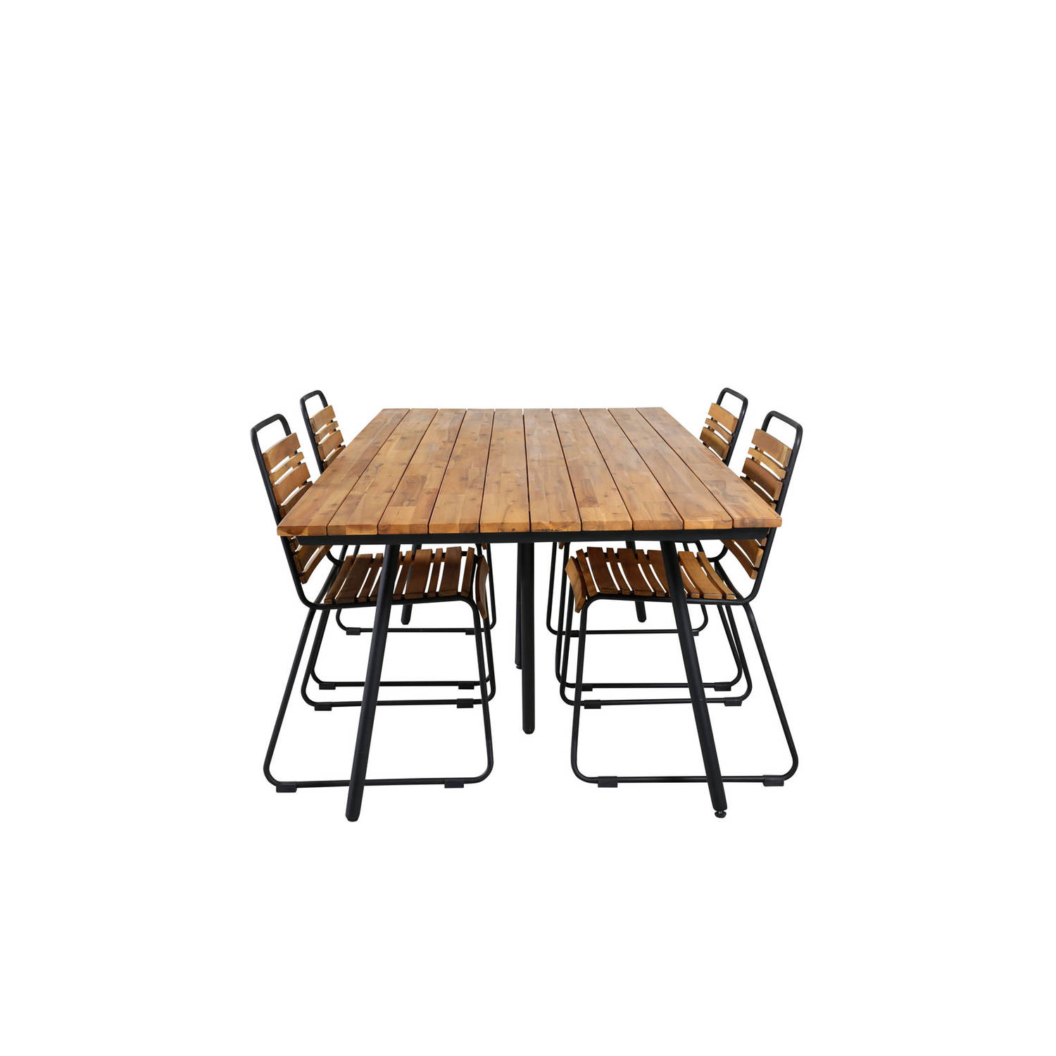 Chan Tuinmeubelset Tafel 100x200cm En 4 Stoel Bois, Naturel. - Zwart