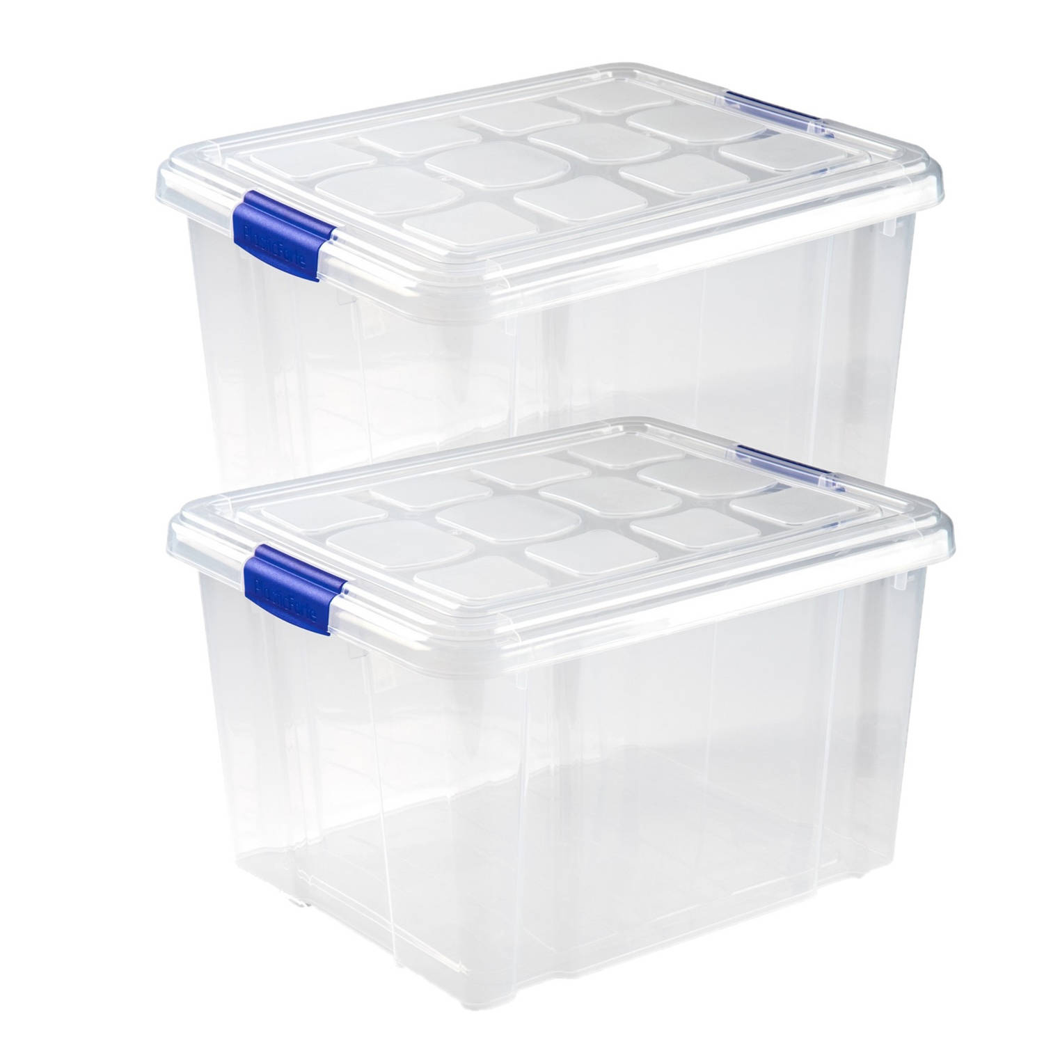 Forte Plastics 2x Stuks Opslagboxen/bakken/organizers Met Deksel 25 Liter 42 X 36 X 25 Cm Transparant - Opbergbox