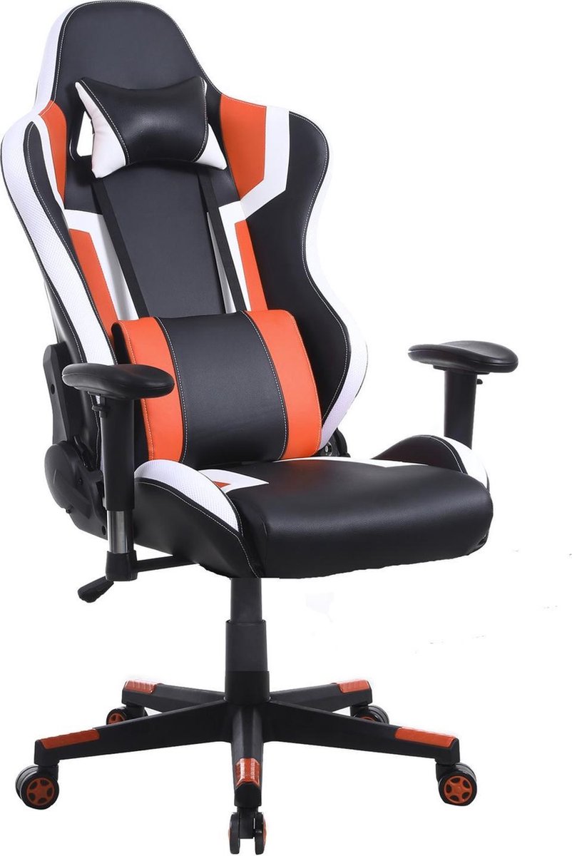 Gamestoel Tornado Bureaustoel - Ergonomisch Verstelbaar - Racing Gaming Stoel - Oranje - Zwart