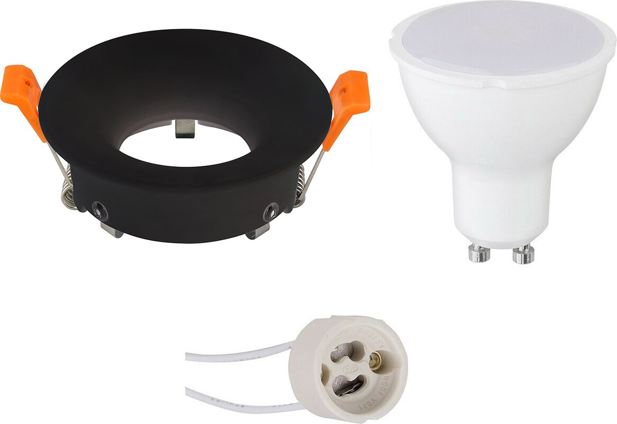 BES LED Led Spot Set - Gu10 Fitting - Dimbaar - Inbouw Rond - Mat - 6w - Helder/koud Wit 6400k - Ø85mm - Zwart