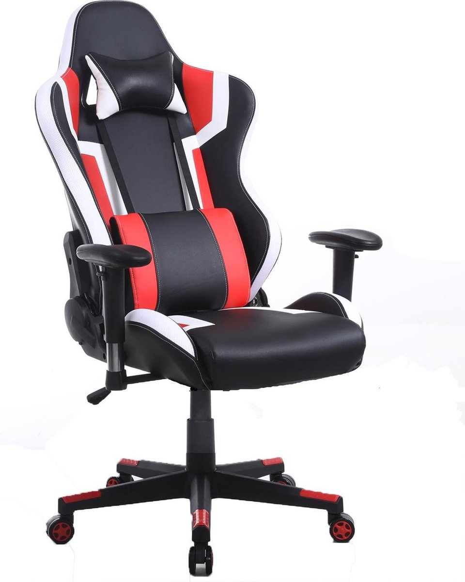 Gamestoel Tornado Bureaustoel - Ergonomisch Verstelbaar - Racing Gaming Stoel - Rood - Zwart