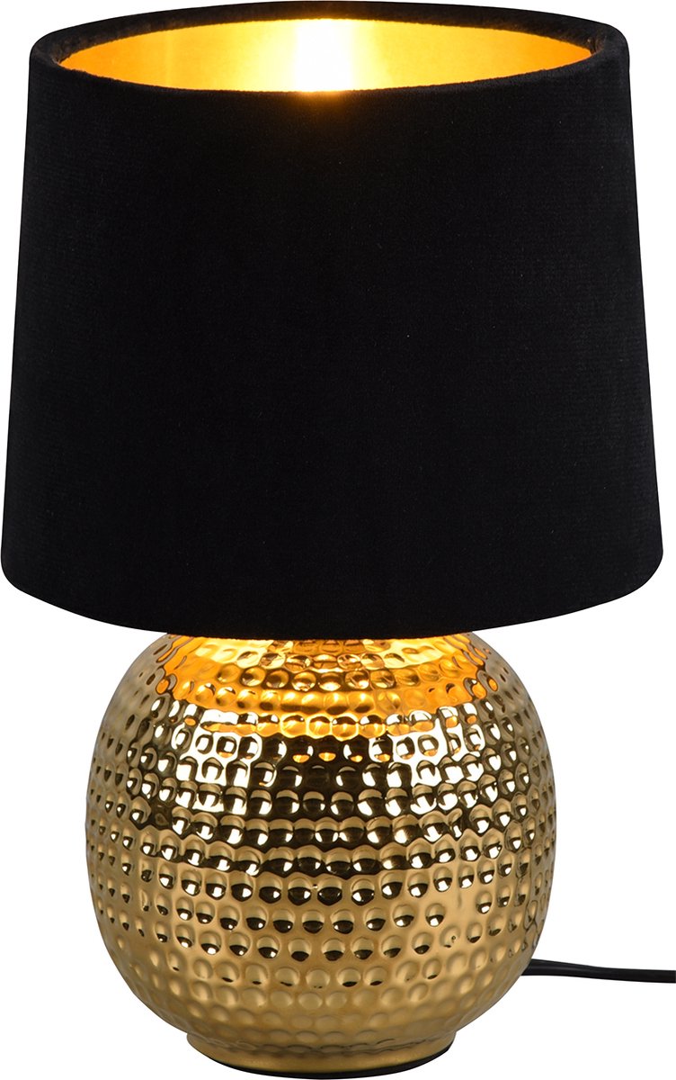 BES LED Led Tafellamp - Trion Sofia - E14 Fitting - Rond - Mat/goud - Keramiek - Zwart