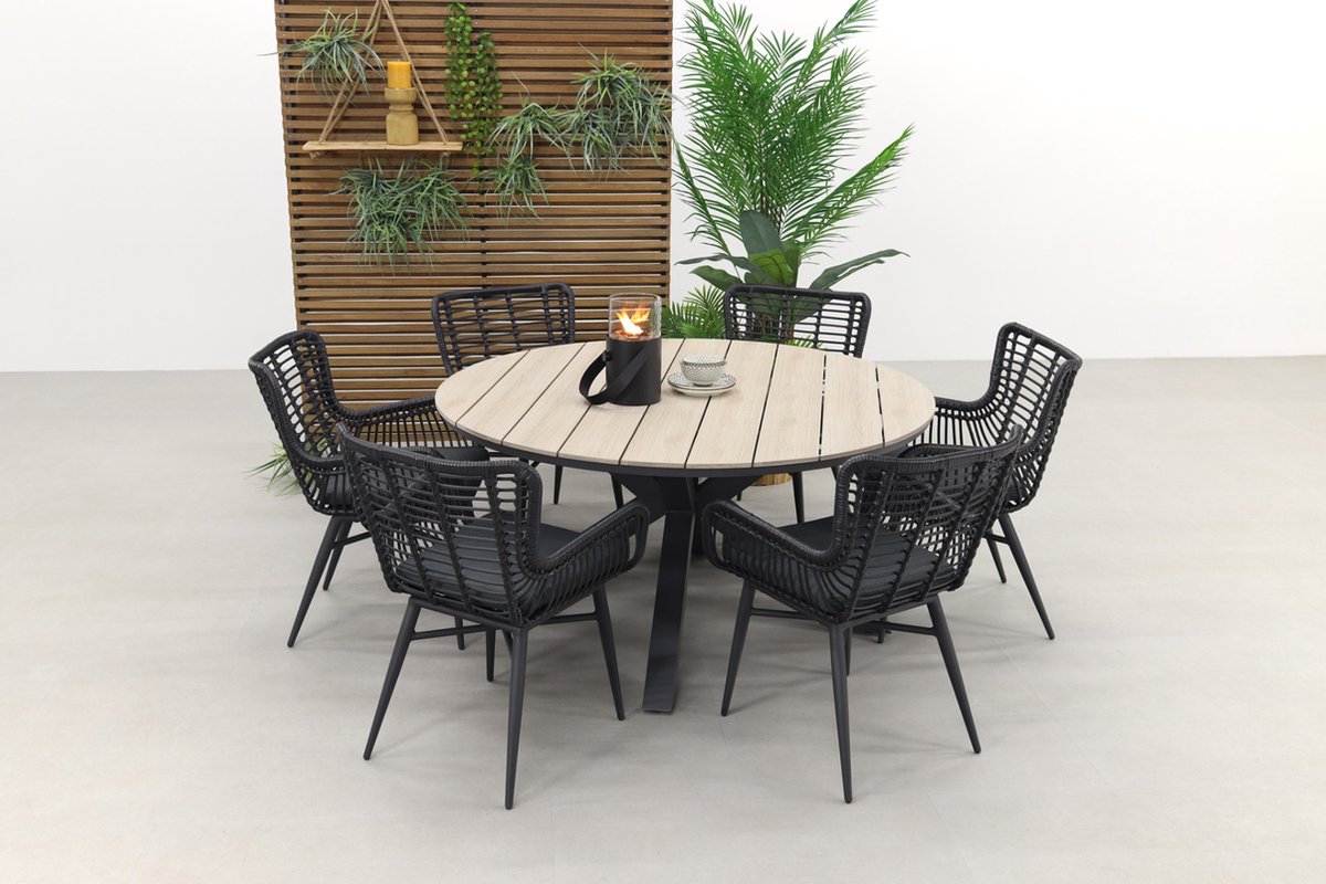 Garden Impressions Jasmine Black / Edison 148 Cm. - Ronde Tuinset - Grijs