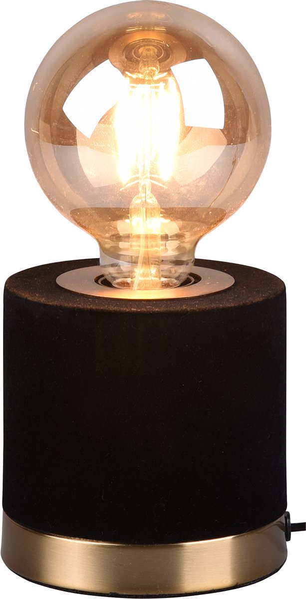 BES LED Led Tafellamp - Tafelverlichting - Trion Juda - E27 Fitting - Rond - Mat - Textiel - Zwart