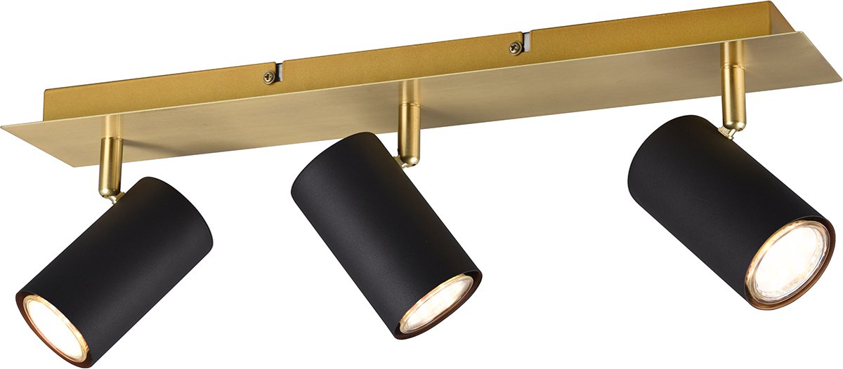 BES LED Led Wandspot - Trion Milona - Gu10 Fitting - 3-lichts - Rond - Mat/goud - Aluminium - Zwart