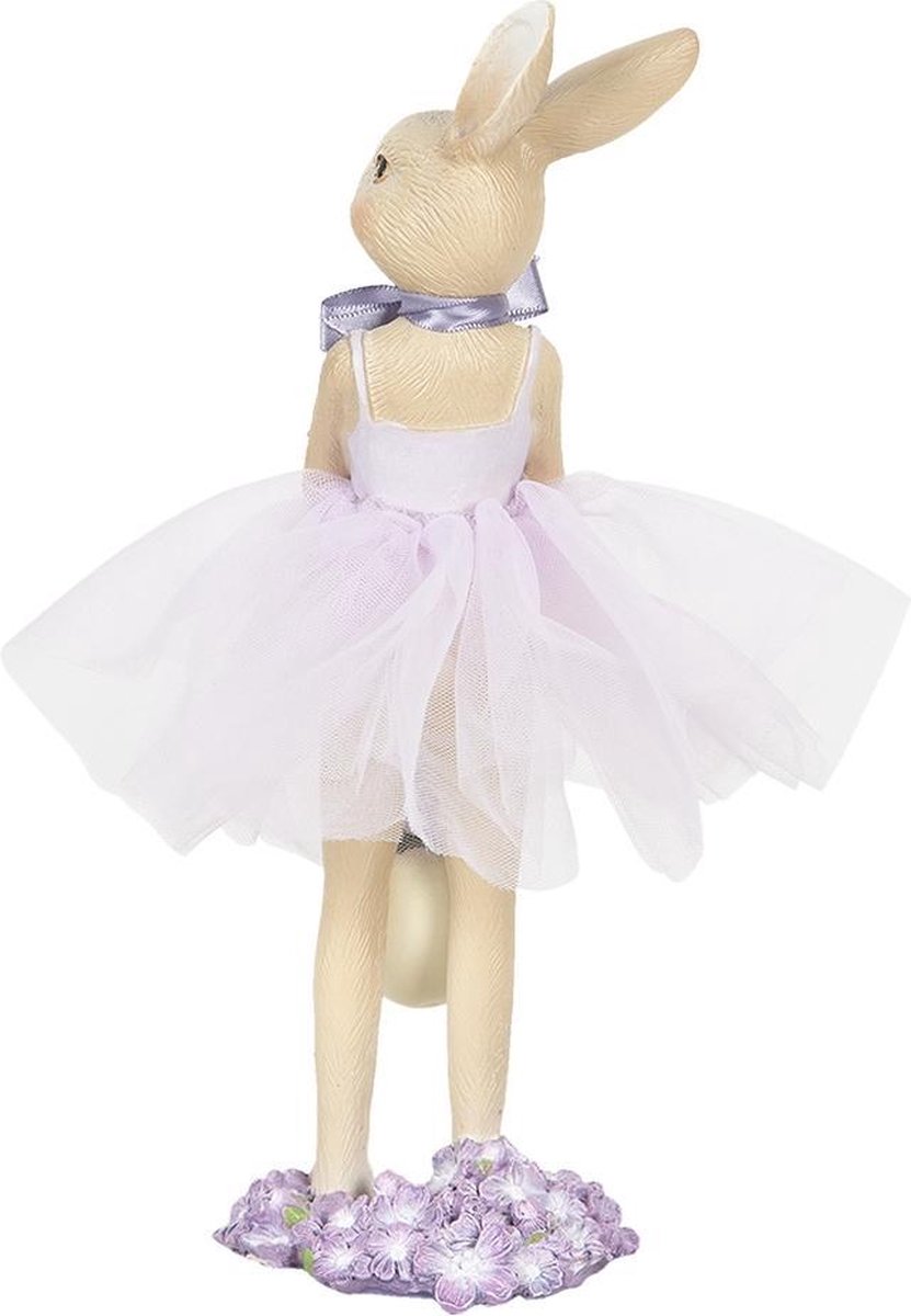 Clayre & Eef Decoratie Beeld Konijn 8*8*25 Cm Polyresin Decoratief Figuur Paashaas Woonaccessoires - Paars