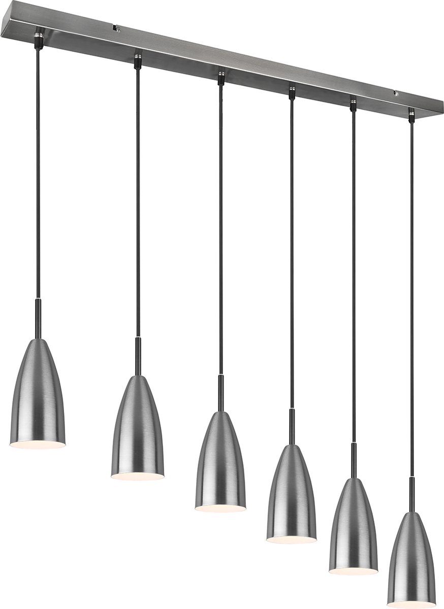 BES LED Led Hanglamp - Hangverlichting - Trion Farona - E14 Fitting - 6-lichts - Rond - Mat Nikkel - Aluminium