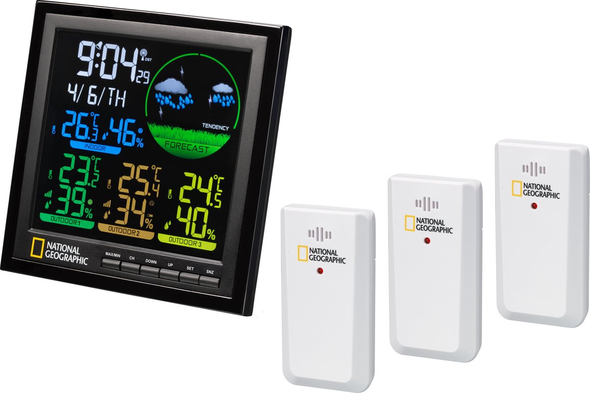 National Geographic Weerstation Draadloos/wit 5-delig - Zwart