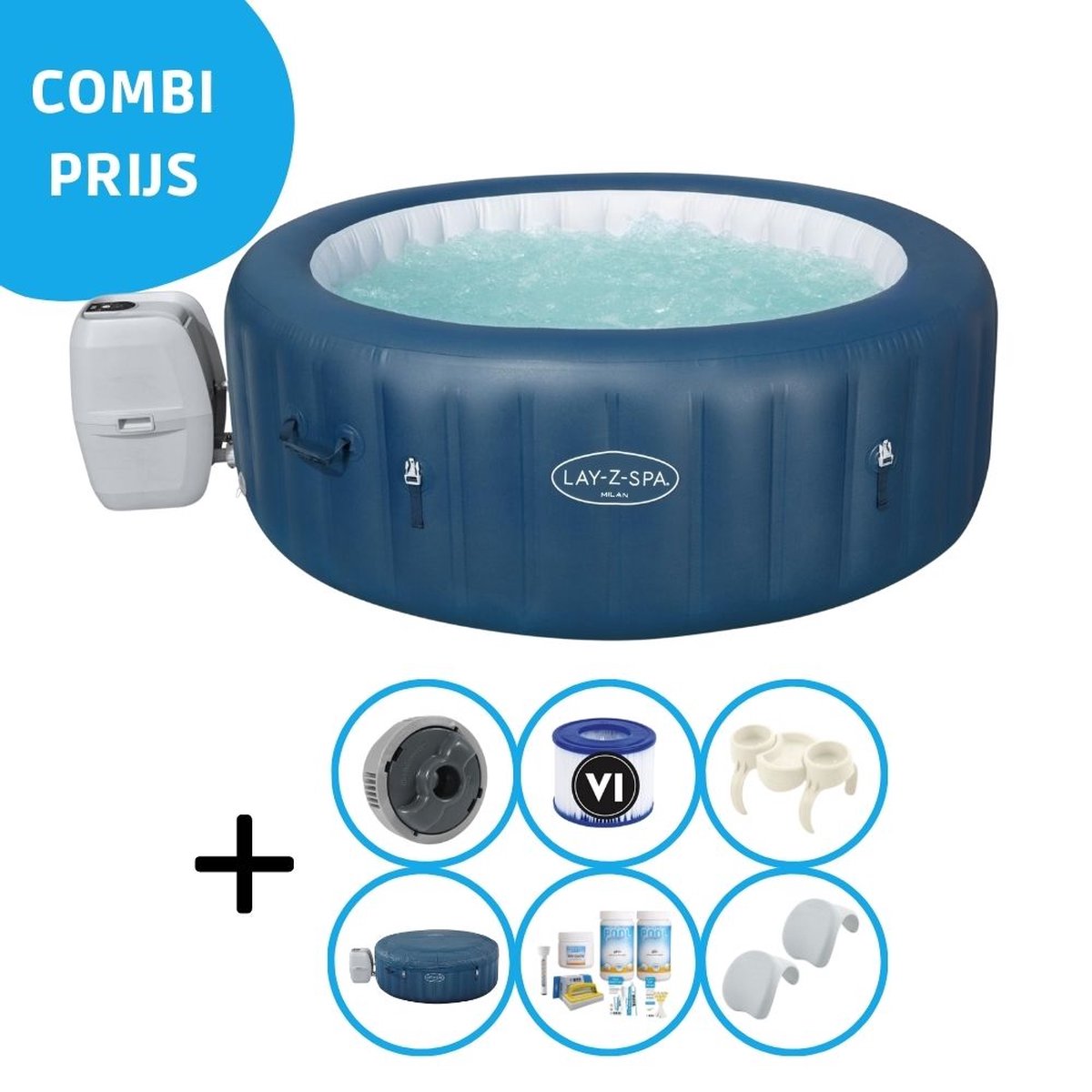 Bestway - Jacuzzi - Lay-z-spa - Milan - Inclusief Accessoires