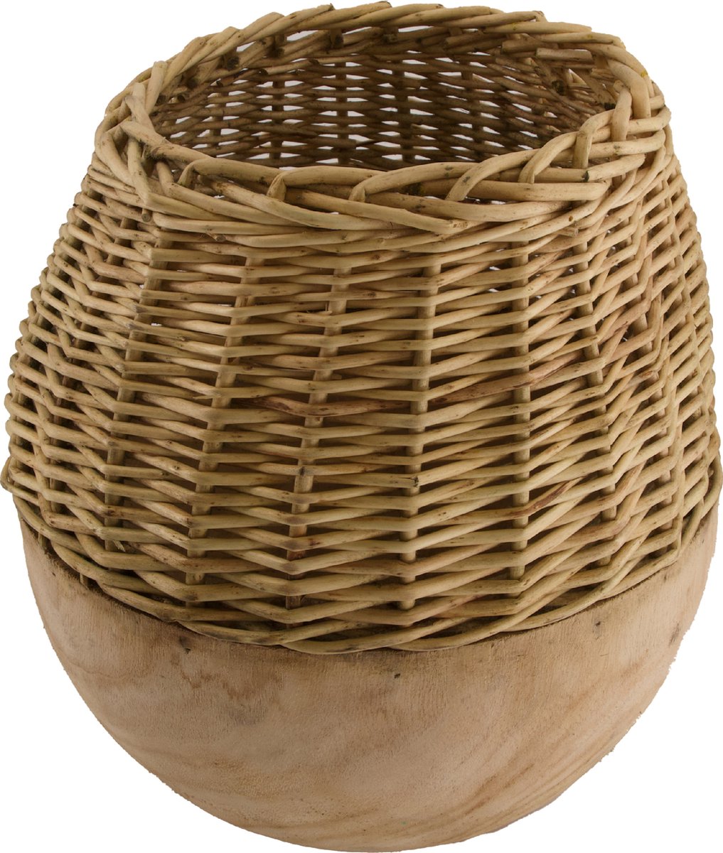 Dijk Natural Collections Vaas Met Wilg En Paulownia Hout-naturel-ø29x28cm - Beige