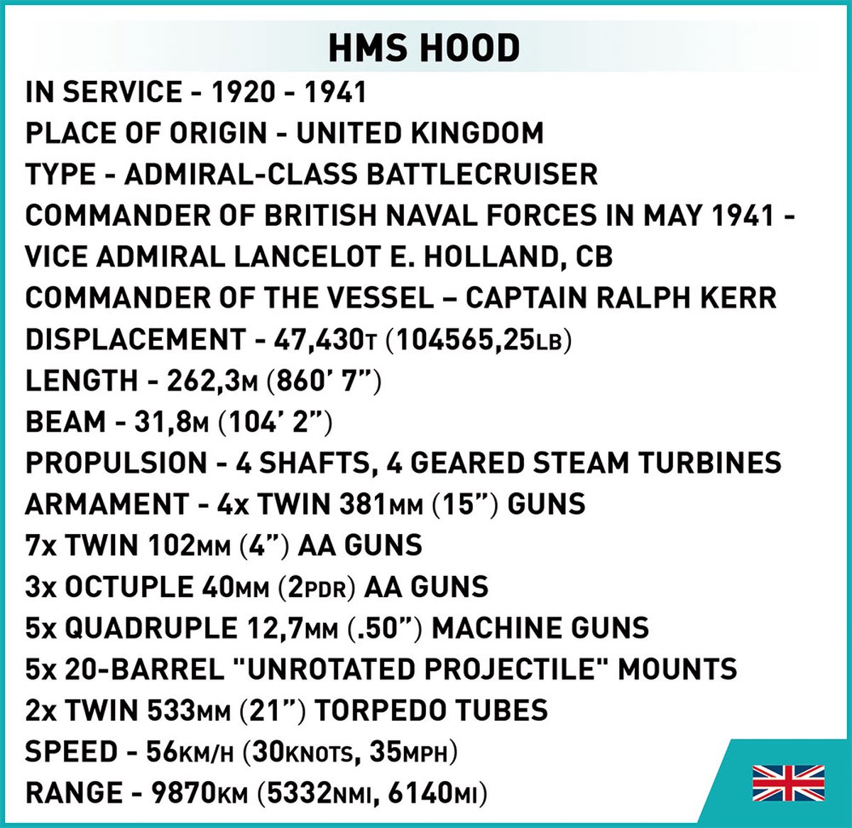 Cobi Historical Callection - Wwii Hms Hood