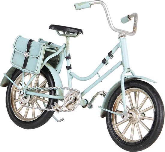 Clayre & Eef Model Fiets 16*5*10 Cm Ijzer / Kunststof Staand Ijzeren Dames Fiets 6y3386 - Blauw