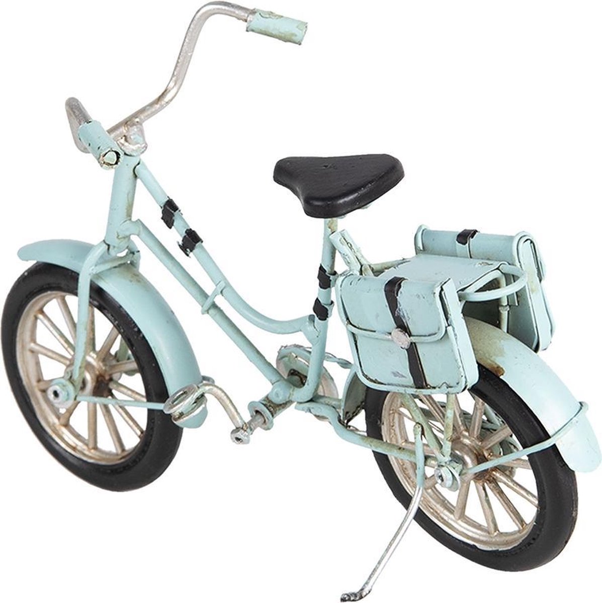 Clayre & Eef Model Fiets 16*5*10 Cm Ijzer / Kunststof Staand Ijzeren Dames Fiets 6y3386 - Blauw