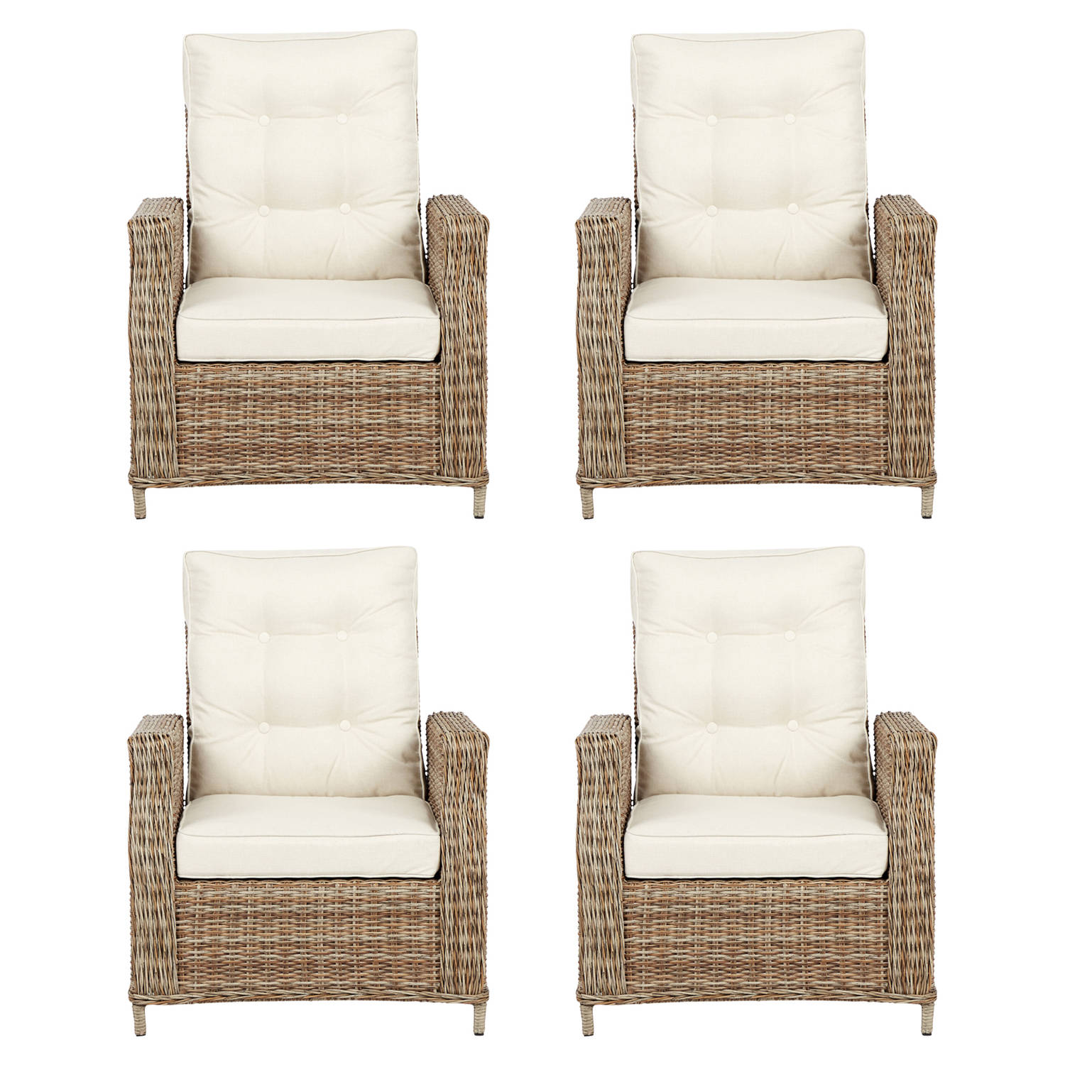 4xgram Fauteuil Tuin Incl. Kussen, Naturel En Off White.