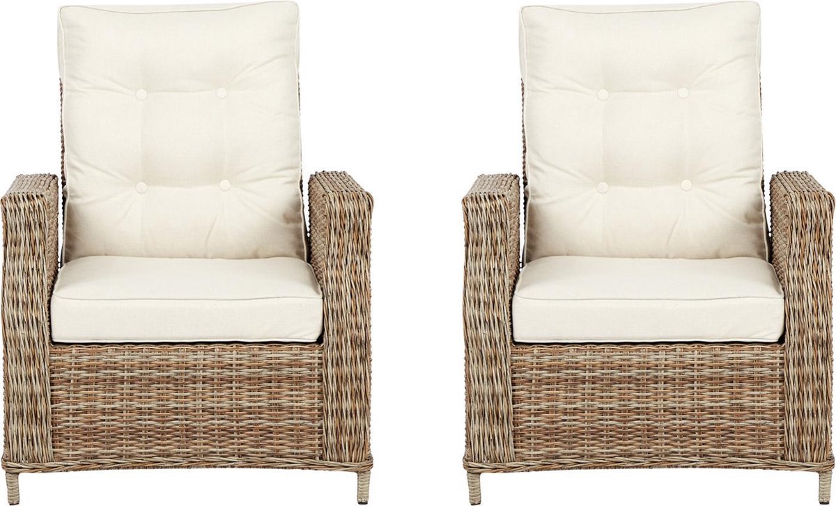 2xgram Fauteuil Tuin Incl. Kussen, Naturel En Off White.