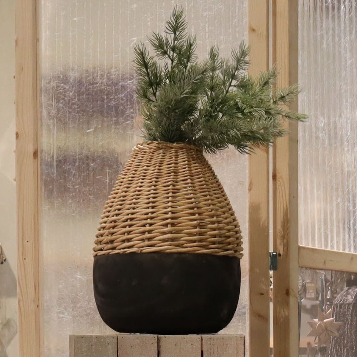 Dijk Natural Collections Vaas Met Wilg Paulownia Hout-naturel-ø29x38cm - Beige