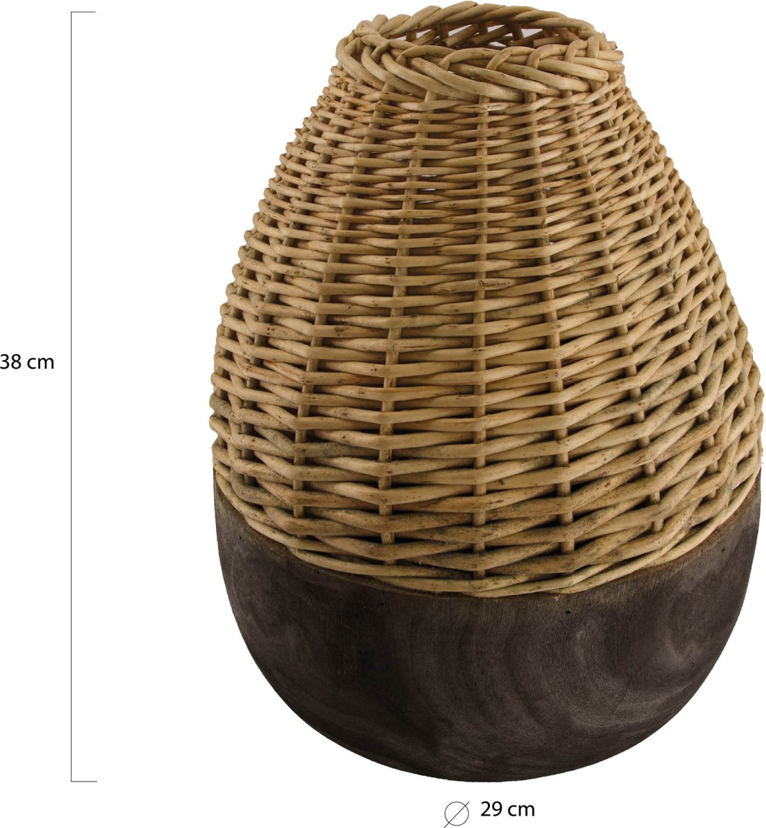 Dijk Natural Collections Vaas Met Wilg Paulownia Hout-naturel-ø29x38cm - Beige