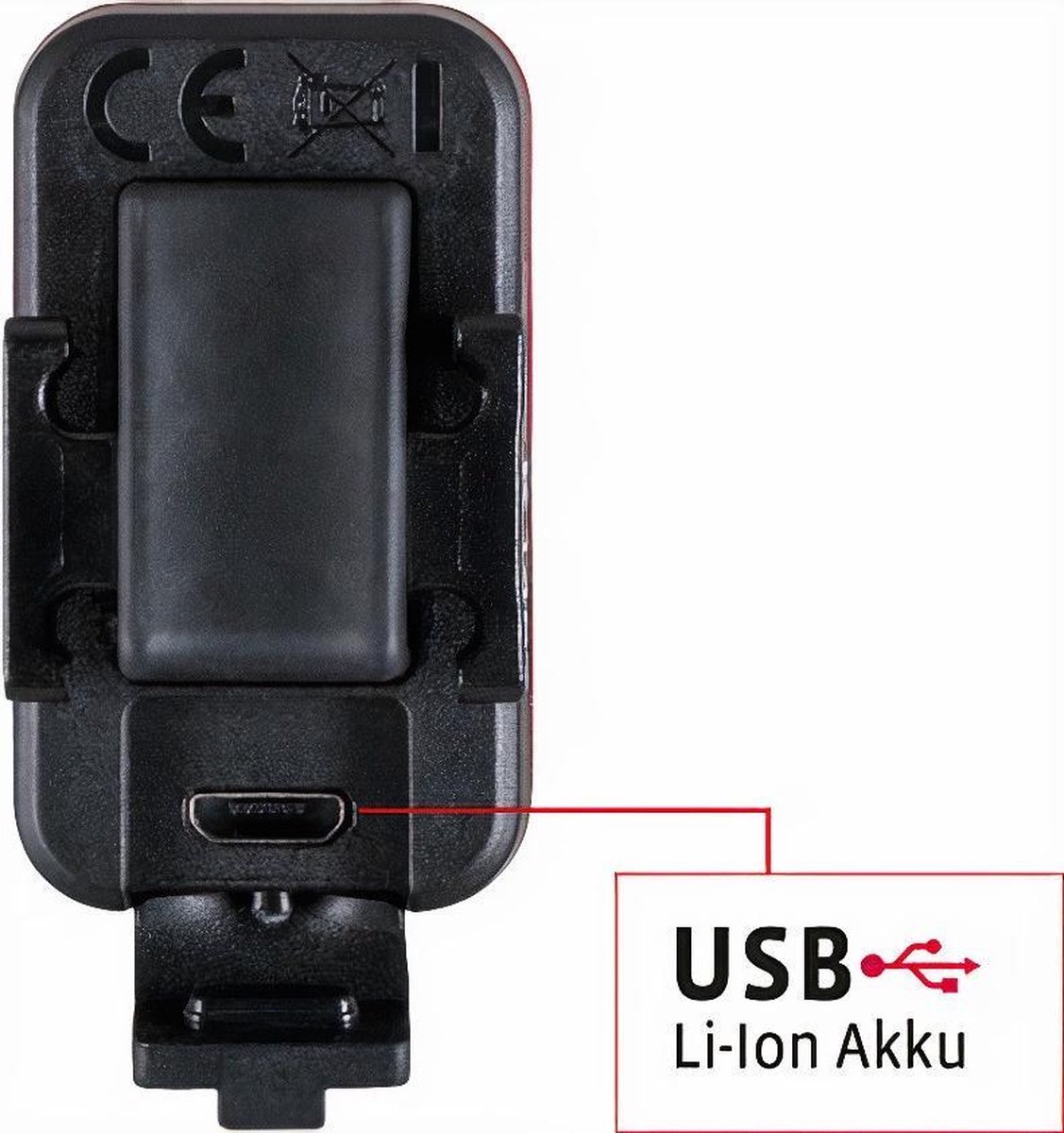 VDO Achterlicht Eco Light Red Rl Led Usb - Zwart