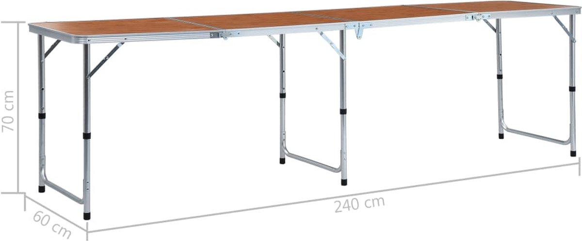 Vidaxl Campingtafel Inklapbaar 240x60 Cm Aluminium - Bruin